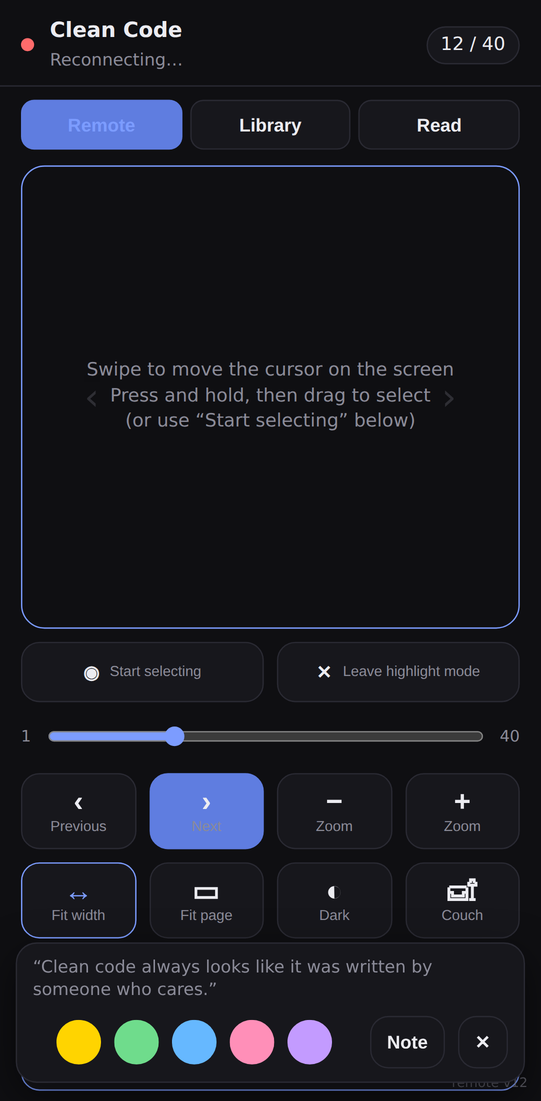 The Quire phone remote